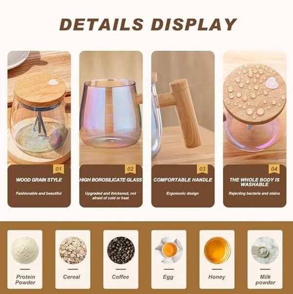 New Rechargeable Self-Stirring Coffee Mug, 400ml Electric Mixing Cup with Automatic Stirring Function, Portable & Spill-Proof Travel Mug for Coffee, Tea, Hot Chocolate & Beverages, USB Charging, Easy to Clean & Durable Design