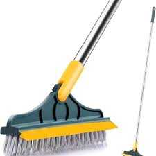 2 in 1 Bathroom Tiles Window Floor Cleaning Brush with 120° Rotatable Head, Multipurpose Bathroom Floor Cleaning Brush,Floor Brush Scrubber with Long Handle