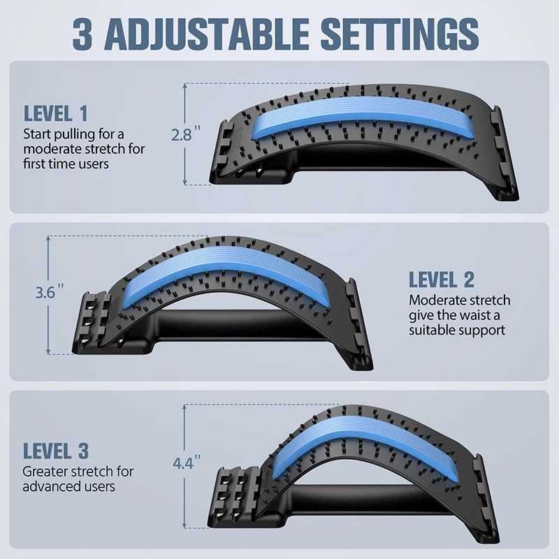 Back Stretcher Magnetotherapy Multi-Level Adjustable Back Massager Waist Neck Fitness Lumbar Cervical Spine Support Pain Relief