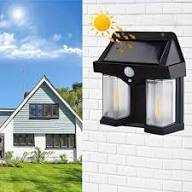 Double Head Solar Wall Light with Motion Sensor | Antique Style Waterproof Outdoor LED Security Lamp | Rechargeable Solar Powered Garden, Porch, Balcony & Pathway Wall Mounted Light