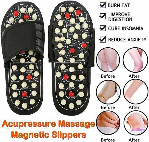 Foot Massage Slipper Reflexology Sandals Anti-Slip Indoor Massage Shoes with Removable Rotating Acupuncture