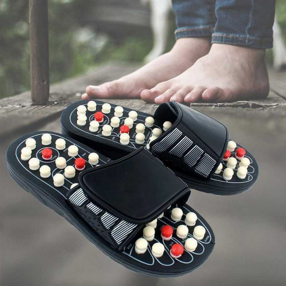 Foot Massage Slipper Reflexology Sandals Anti-Slip Indoor Massage Shoes with Removable Rotating Acupuncture