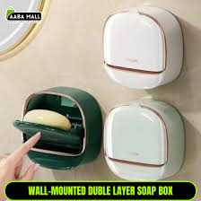 Covered Pot Style Wall-Mounted Soap Box | Double-Layer Soap Holder | No-Drill, Odorless & Splash-Proof Soap Case for Bathroom & Kitchen