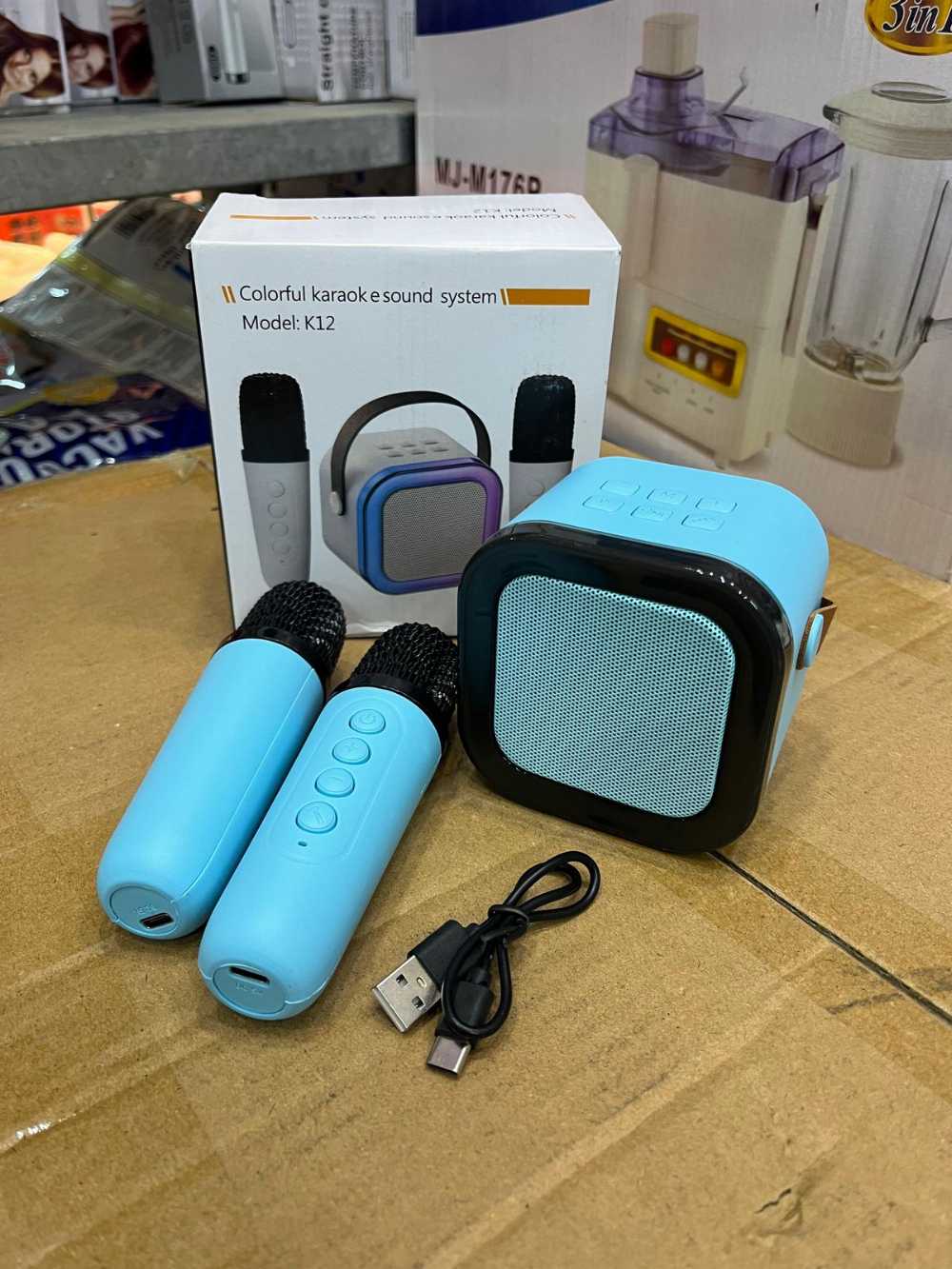 New K12 Karaoke Machine Portable Bluetooth Speaker With 1- Wireless Microphones HiFi Family Singing Loudspeaker Children's Gift