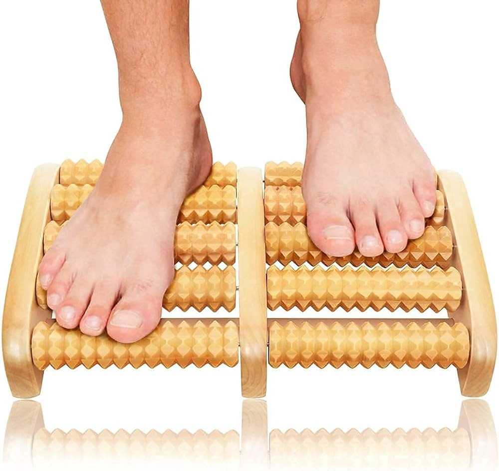 Foot Massager, Acupressure Roller Wood Foot Massager Stress Reliever 12 Rollers