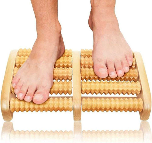Foot Massager, Acupressure Roller Wood Foot Massager Stress Reliever 12 Rollers